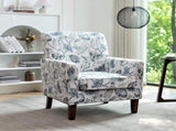Patterned Polyester Blend Armchair, Solid Birch Wood Frame with Brown Tapered Legs, Foam Padded 81936678
