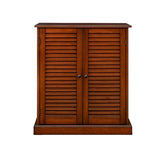 Shoe Cabinet with 5 Shelves and Louvered Doors, Oak B016P356006