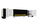 ON-TREND Modern TV Stand 34.2" Non-heating Electric Fireplace, High Gloss Entertainment Center 14602756