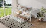 L-shaped Metal Twin over Full Size Bunk Bed, White N709P196510K