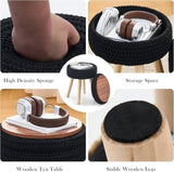 Round Ottoman with Storage Multifunctional Cotton Knitted Vanity Stool Footrest Stool for Living 68063724