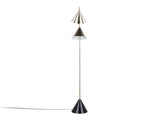 65" Contemporary Metal Floor Lamp in Plated Nickel with A Black Faux Marble Metal Base B202P224138