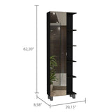 Black Wengue 5-Shelf Linen Cabinet with Mirror B06280255