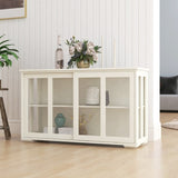Kitchen Storage Stand Cupboard With Glass Door-White W28235613