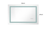 ZUN 36x 24Inch LED Mirror Bathroom Vanity Mirrors with Lights, Wall Mounted Anti-Fog Memory Large W1272125168