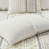 Cotton Printed Comforter Set with Chenille Ivory King/Cal King B035128794