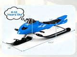 2-in-1 Kids Snow Racer Sled with Tow Rope, 30&deg Steering & Dual Foot Brakes Downhill Ski Sled, 92078190