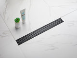 24 Inch Linear Shower Drain with Removable Square Patterned Grate, 304 Stainless Steel with Hair 49223719