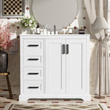 36" Modern Bathroom Vanity with Ceramic Sink, Soft-Close Door, Adjustable Shelf & 3 Drawers, Ample N729P280194K