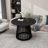 Round Coffee Table, Grille Molding, Suitable for Bedroom, Living Room, Balcony W688P202819