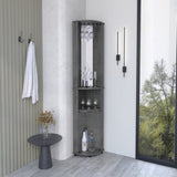 Nashville Corner Bar Cabinet Unit with Wine Glass Rack and Lower Cabinet, Smokey Oak B097P167444