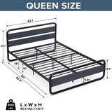 ZUN Industrial Platform Queen Bed Frame/Mattress Foundation with Rustic Headboard and Footboard, Strong D22676093