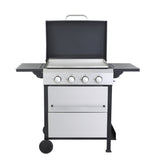 ZUN 4-Burner Propane Gas BBQ Grill, SS Plancha, 49200BTU Output With Wire Enamel Cooking Grids For W2938P208389