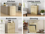 10-Gallon Woodgrain Tilt-Out Trash Can Cabinet with Wave-Textured Drawer & Pull-Out Bin 42935514