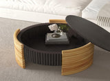 31.50" Modern Colorblocked Striped Coffee Table with Flip Top Storage Coffee Table - Natural Wood W757P383549