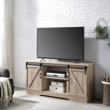 Oak TV Stand with 2 Sliding Barn Doors B062P182853