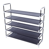 Simple Assembly 5 Tiers Non-woven Fabric Shoe Rack with Handle Black 56072092