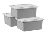Plastic Storage Bins/File Boxes, Legal/Letter Size 18" L x 14.18 W x 10.87 H Gray Set of 3 79211152