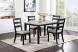 ZUN Classic Stylish Black Finish 5pc Dining Set Kitchen Dinette Wooden Top Table and Chairs Upholstered B011119011