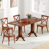 Walnut Square Dining Table with Pedestal Base and Rubber Wood Frame 43547531