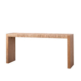 69" Natural Seagrass Console Table Handwoven Top with Engineered Wood Frame W2729P270759
