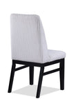 2pc Contemporary Upholstered Side Chair White Textured Fabric Upholstered High Back Cushioned Seat B011P241349