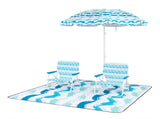 4-Piece Beach Set with 6.2ft Sun-Proof Umbrella, 2 Folding Chairs & 80"x80" Waterproof Blanket-Blue 69771673