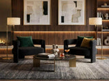 Accent Chair Living Room, Velvet Comfy Single Sofa Chair Mid-Century Modern Armchair Wooden Legs 01962511