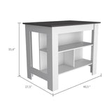Cala Kitchen Island, Four Legs, Three Shelves -White / Onyx B20092011