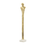 ZUN 5.5x5.5x32" Elongated Gold Roman Statue on White Marble Base W2078P172357