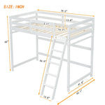 ZUN Twin Size High Loft Bed with inclined Ladder, Guardrails,White 52958115