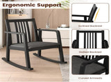 Solid Rubber Wood Rocking Chair, 400 LBS Weight Capacity Indoor Lounge Chair with Linen 90531650