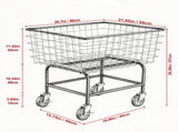 Wire Laundry Cart, 2.8 Bushel Wire Laundry Basket with Wheels, 26.7" x 21.7" x 26.4" Commercial 45607757