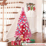 4FT Red Christmas Tree with 50 UL Lights, 122 PVC Tips Prelit Artificial Holiday Tree for Indoor 52361285