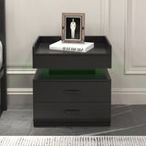 1 Set Nightstand with Adjustable LED Strip Light, 2-drawers, Large Storage Space, Suitable for W368P239006