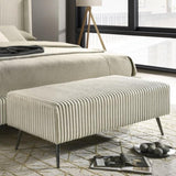 Mavela Wide Wale Corduroy Upholstery Bench, Cream T2574P243218