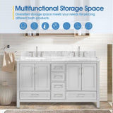 60 in Undermount Double Sinks Bathroom Storage Cabinet with Carrara Natural Marble Top W1059P170420
