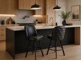 Set of 2 Commercial Grade Swivel Button-Tufted Back Bar Stools with Metal Frame Counter Height W5232P423678