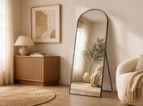 56"x15" Arched Full Length Mirror Freestanding Full Body Floor Mirror, Black 55639654