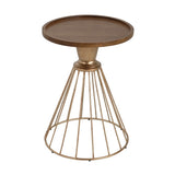 HOLLOW EDGE RETRO ART PINE SIDE TABLE, ANTIQUE GOLD NATURAL COLOR N770P281548A