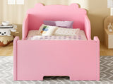 Toddler Floor Bed Frame, Cot Bed for Boys and Girls Ages 3-6, Bear Shape Toddler Bed, Pink W1580P373260