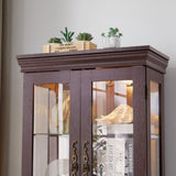 Lighted Glass Curio Display Cabinet,Display Cabinet,Glass Storage Cabinet Glass Wine cabinet Wood W2275P199810