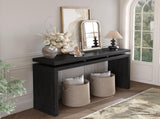 60'' Black Farmhouse Console Table - Retro Wooden Entryway Table with Double Board Suspension W1445P317059