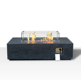 52 Inch Outdoor Concrete Propane gas rectangle Fire Pit table in Dark Gray color W2620P182374