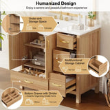 36" Wood Bathroom Vanity with Solid Wood Frame, 2 Soft Close Doors, 4Soft Close Drawers, Adjustable N729P321351N