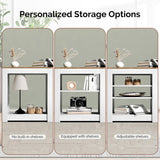 Retro Brown Top Washed White Cabinet 178*34.5*60cm 3D Raised Density Board with Melamine Laminate 42558616