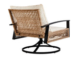 3 Pieces Outdoor Swivel Rocker Patio Chairs, Wicker Patio Bistro Set with 2 Rocking Chairs and 1 84665912