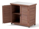 Potting Bench with Storage Cabinet and Metal Table Top for Outdoor Patio, Garden Furniture Wood 32240140