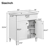 30-inch bathroom vanity with ceramic basin, soft close door and adjustable shelves N729P173380K