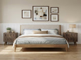 Medieval-style modern double-drawer bedside table with solid wood legs, bedside table, W1706P465285